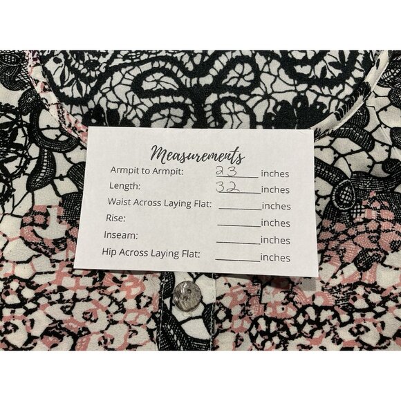 Roz And Ali Tunic Size Large Side Slits Pockets On Front White Black Pinks Flown - Picture 10 of 10